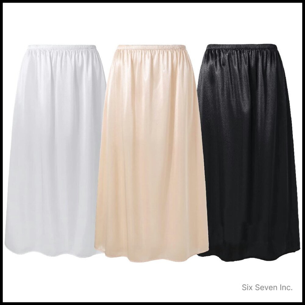 Silky Half Slip Set Elegant Minimal Chic A-Line Underskirt Dress Extender